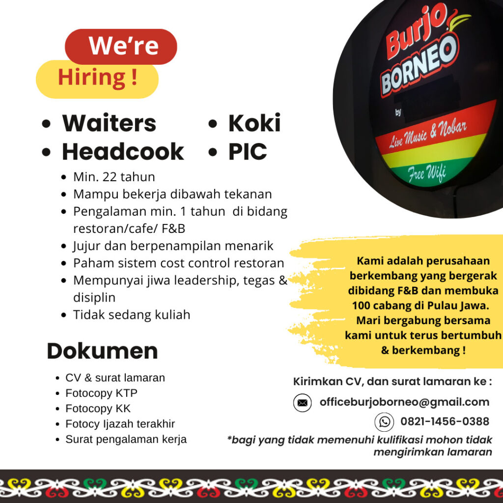 lowongan kerja burjo borneo